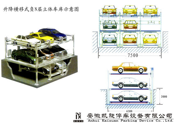 供应安徽凯旋升降横移式负一正二层立体停车设备/立体车库