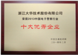 大华股份荣获“2013电子警察行业十大优秀企业”