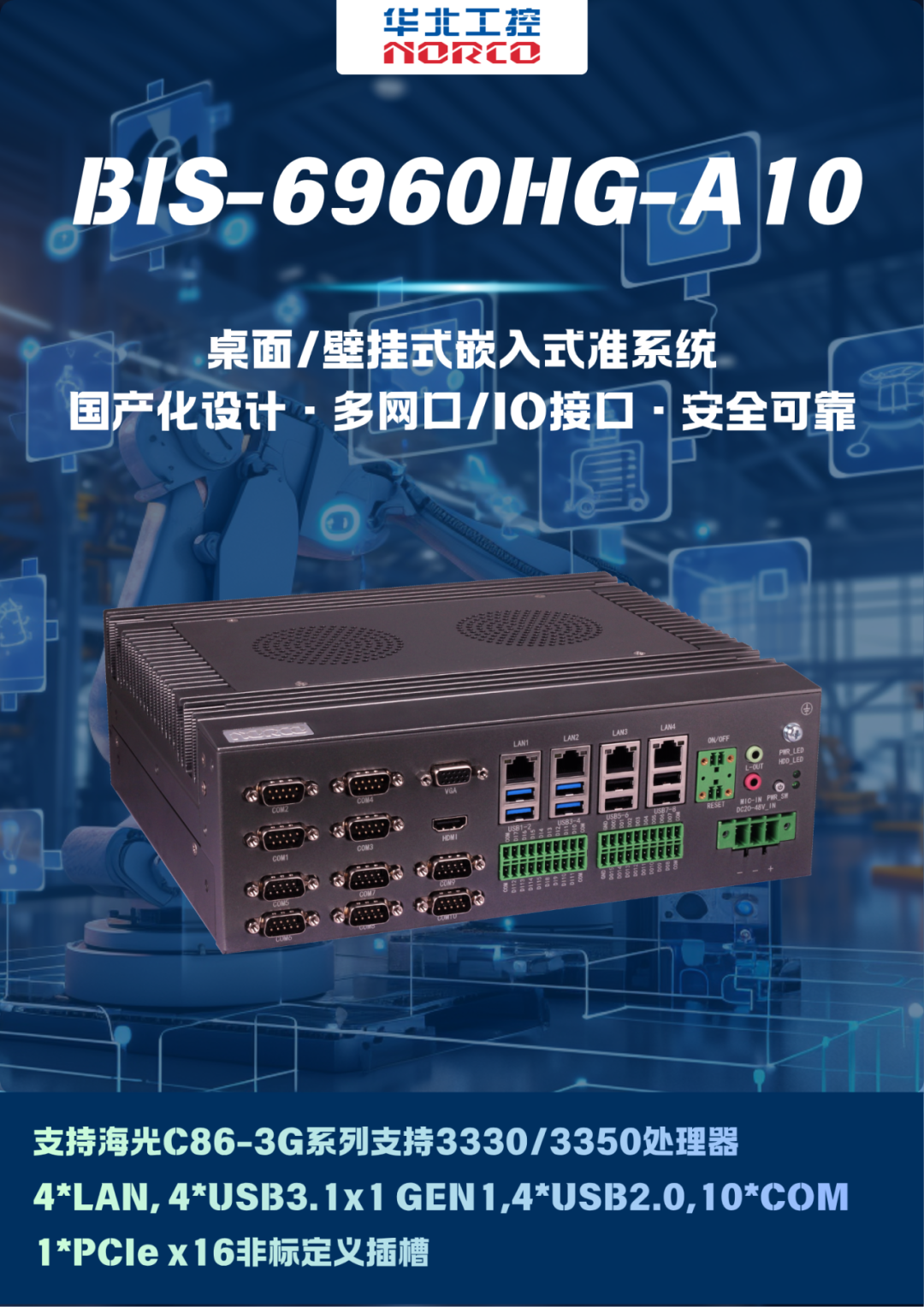 BIS-6960HG-A10支持多网口与国密加速，筑牢工业控制系统网络安全防护